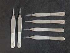 LOT OF 6 V. Mueller NL1411 Adson Micro Tissue Forceps, 1 x 2 Teeth, 4.75"