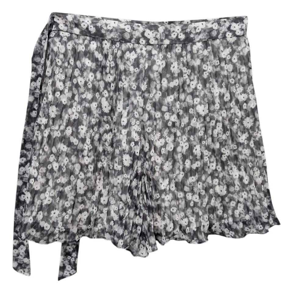 Club Monaco плиссированные шорты женщин серый белый цветочный с подкладкой стороны галстук 3» размер 8 - Изображение 2 из 4
