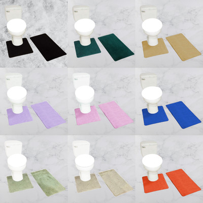 2pc Bathroom Set Bath Rug Contour Mat Non slip Super Soft Solid Colors #26