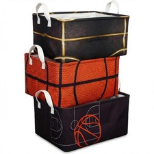 Basketball Shelf Basket, Kids Boys Ball Storage Basket Bins Box with Handles,...