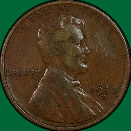 1933-D Lincoln Wheat Cent Very Fine VF Coin #34244