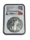 2023 W BURNISHED SILVER EAGLE WITH W MINT MARK NGC MS70 THOMAS URAM FLAG 5A