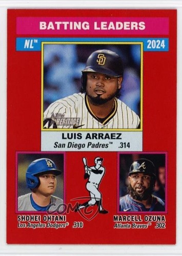 2025 Topps Heritage League Leaders Red Border Shohei Ohtani Luis Arraez 11ng