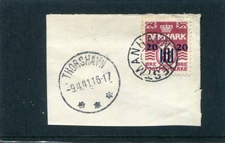 Färöer Mi. Nr. 3 Briefstück Sternstempel "ohne Stern" Vestmanhavn