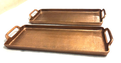Lot of 2 Hearth & Hand Magnolia Decorative Copper Rectangular Tray FREE SHIP