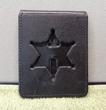 6 Point Star Badge Holder- Black- Hook  Loop Closure Over Belt