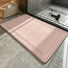 Soft Absorbent Bath Mat Thick Flannel Non-Slip Rug for Shower Bathtub