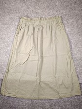 Dark Green Casual Midi Skirt with Elastic Waist