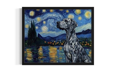 Great Dane Van Gogh Living Room Restroom Art Print Poster Wall Art Painting