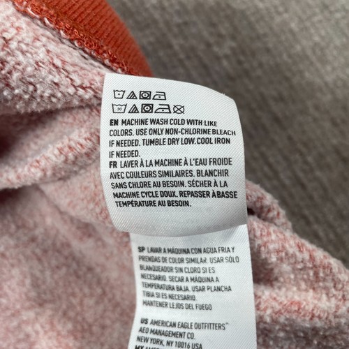 American Eagle Pullover Felpa con Cappuccio Uomo Taglia XL Arancione Grafica Spellout Relaxed - Foto 6 di 9