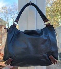 Betty Jackson Black Genuine Leather Black Top Handle Grab Bag Handbag 