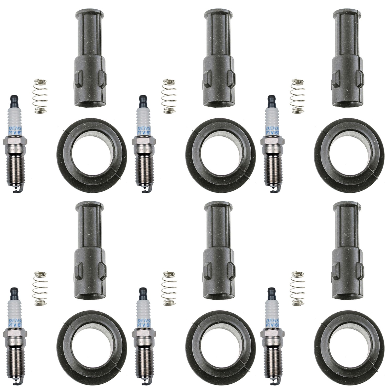 Denso 6 Platinum TT Spark Plugs 6 Coil Boots Kit for CTS LaCrosse SRX STS V6