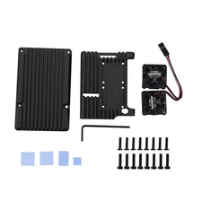 Metal Black Case Shell Box W/ Dual Fan Heatsink For Raspberry Pi 4 Model B 4B[