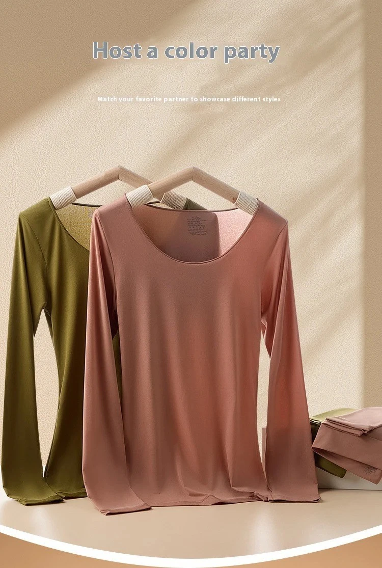 Women Thermal Long Sleeve Top Winter Base Layer Shirt Warm Slim Fit Underwear