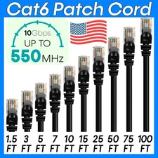 Black CAT6 Patch Cord Ethernet RJ45 Cat6 Cable Network Modem Internet Wire LOT
