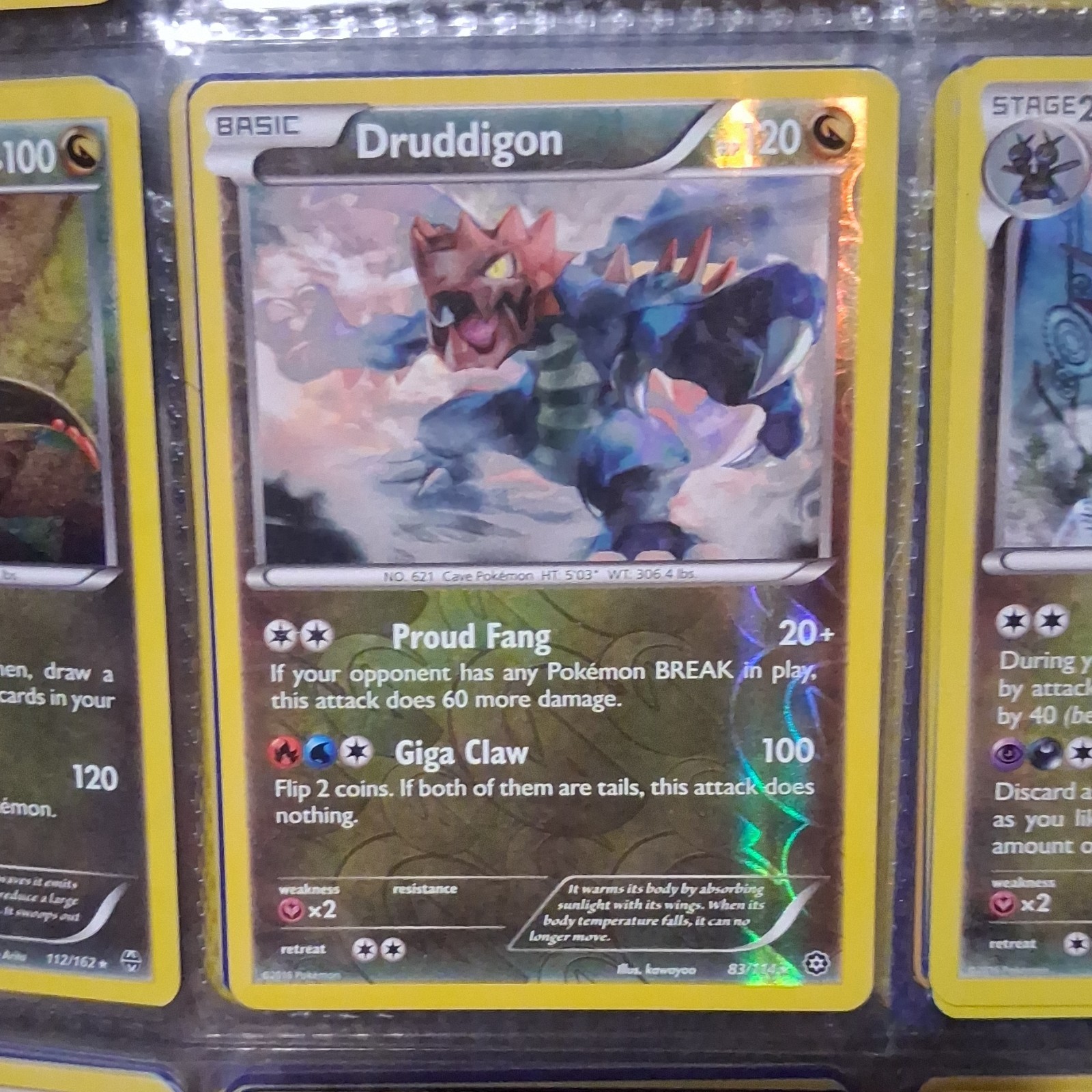 Pokémon Druddigon Basic Holo 87/122 2016 English Nintendo Card