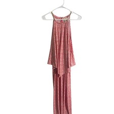 Michael Kors Small Red/White Patterned Maxi Dress Chain Straps