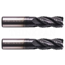 2Pcs 3/4" x 1-3/4" x 4" 4 Flute M42 Cobalt HSS Roughing End Mill - AlTiN Coated