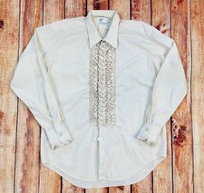 1960's / 1970  s Men's "After Six" Ruffled Tuxedo Shirt size XL Made in USA Beige