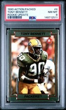1990 Action Packed Rookie Update Tony Bennett RC Card PSA 8 NM-MT #4. rookie card picture
