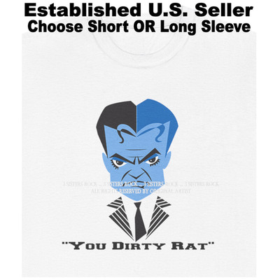 James Cagney You Dirty Rat Movie Line  Cartoon Caricature White T Shirt