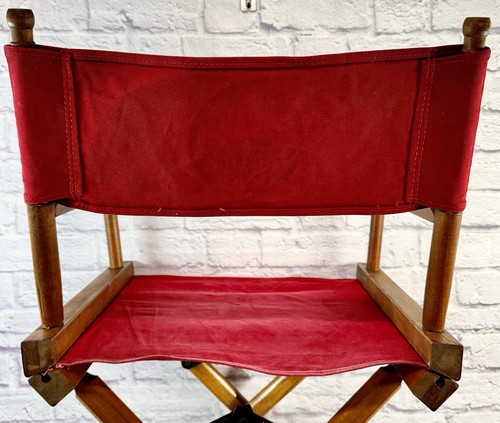 *A* Vintage Mac Quality Tools Wood Directors Chair Red Canvas 34” Wooden - Picture 7 of 10