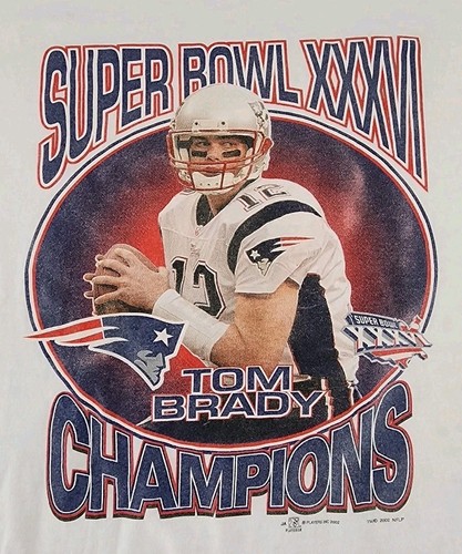 VINTAGE Tom Brady Hemd Herren Large Super Bowl XXXVI Champions Patriots Erwachsene A01 - Bild 4 von 12