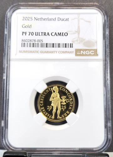 2025 NETHERLANDS GOLD 1 DUCAT ARMORED KNIGHT NGC PF 70 ULTRA CAMEO TOP POP 1
