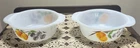 Vtg Anchor Hocking Gay Fad Fruits 1 pt Round Casserole Dish Set Of 2