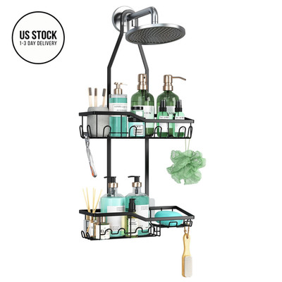 SILUB Shower Caddy Hanging,Rustproof Anti-Swing Extra Large, Black 