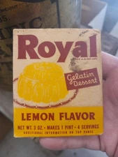 Antique Royal Desserts Stars Betsy Drake Lemon Flavor Box Front Panel NOS Sealed