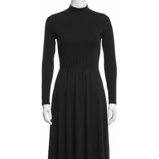 Lulus Midi Dress Small S Black Long Sleeve Minimalist Modest Mature Office