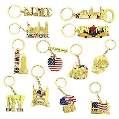 TSY TOOL 12 Pack Gold NYC Souvenir Keychain Collection New York Metal Keychain