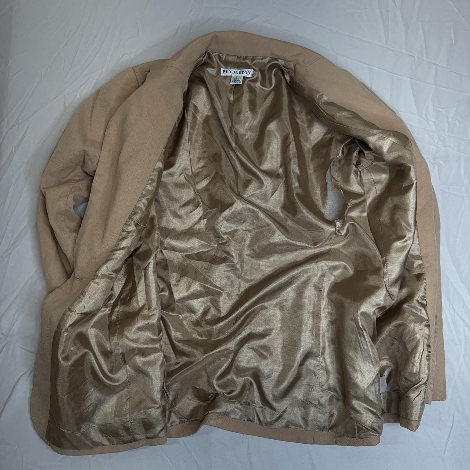 Pendleton Virgin Wool Tan Blazer Jacket, Size 6, … - image 2
