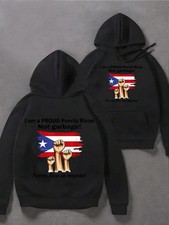 Men'S Puerto Rican Pride Hoodie - Double-Sided Print, Loose Fit with Kangaroo Po
