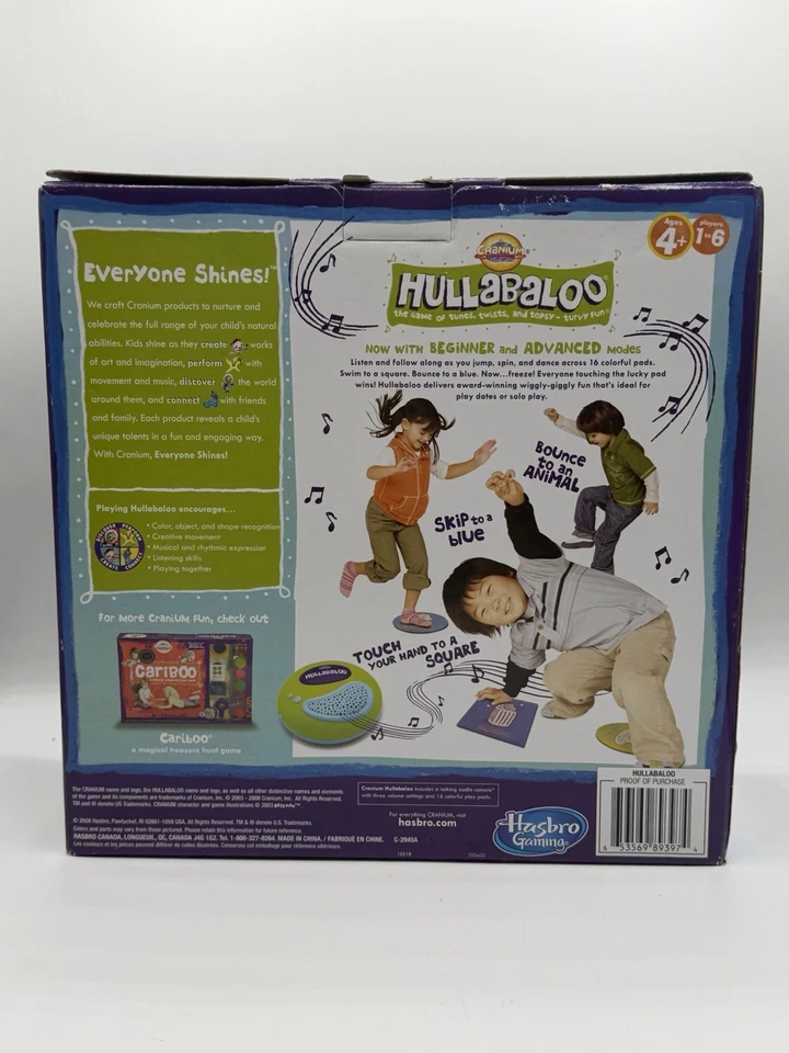 Cranium Hullabaloo Game Hasbro 2003 Preschool Music Movement Game New - Image 2 of 3
