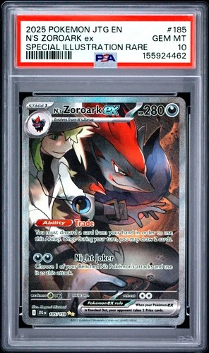 2025 POKEMON JTG EN-JOURNEY TOGETHER #185 N'S ZOROARK EX PSA 10