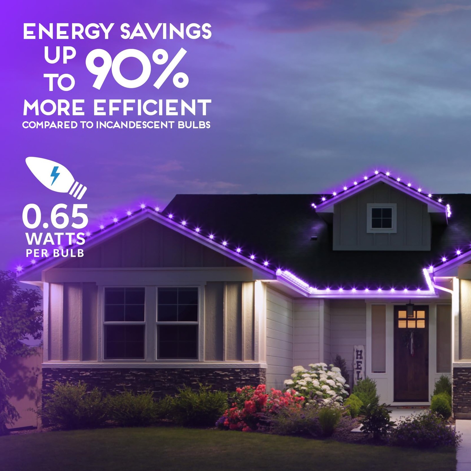 HLO Lighting bombillas C9 moradas 25 unidades repuesto interior exterior LED