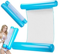 WasserhäNgematte Aufblasbar Pool Liege Schwimmmatte Luftmatratze Blau