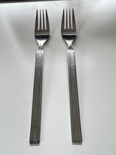 Vintage Michelin 18/8 Chrom Nickel Gabeln Struktur Muster eckig Edelstahl