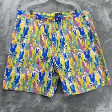 Psycho bunny swim shorts mens size 2XL lined beach print pattern AOP 9" surf