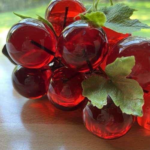 De colección Lucite Uvas Grande Racimo Rojo MCM/Retro Driftwood Tallo Grande RARO 1960 - Imagen 13 de 23