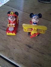 Vintage Mickey Mouse Tomy Lot Disney Mickey Firetruck Fireman Airplane Diecast