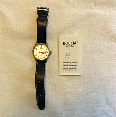 Boccia Titanium Quarz Saphirglas 50m Day-Date Titan Leder schwarz Ref.8044-02