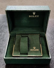 AUTHENTIC ROLEX WATCH BOX CIRCA 1980'S, BUFKOR STYLE. INSIDE/OUTSIDE COMPLETE