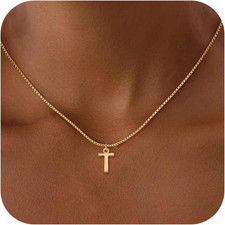 Initial Necklaces for Women Teen Girls, 18K Gold Plated Necklace Dainty a - Z Pe