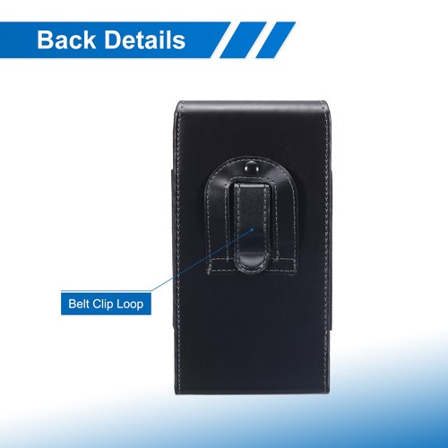 Phone Belt Holder for 6.6-7.2" Phone Vertical Leather Black - Zdjęcie 4 z 7
