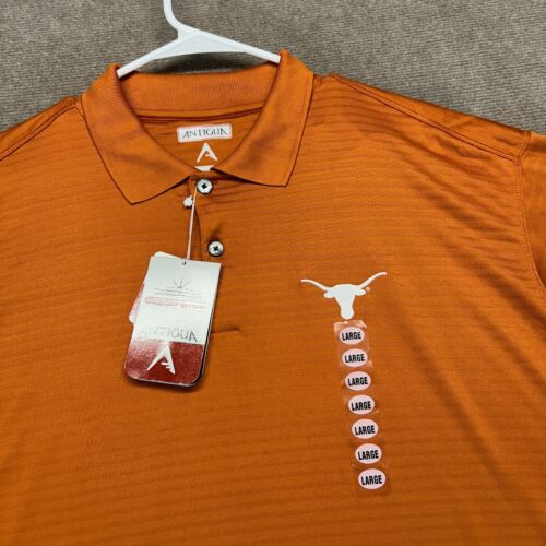 Texas Longhorns Polo Shirt Men's Large Burnt Orange S/S Antigua Desert Dry NEW - Picture 2 of 10