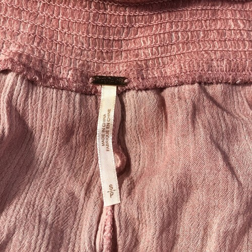 Free People Pull On Harem Pants SZ S Pink Striped High Rise Pockets Relaxed Boho - Picture 4 of 5