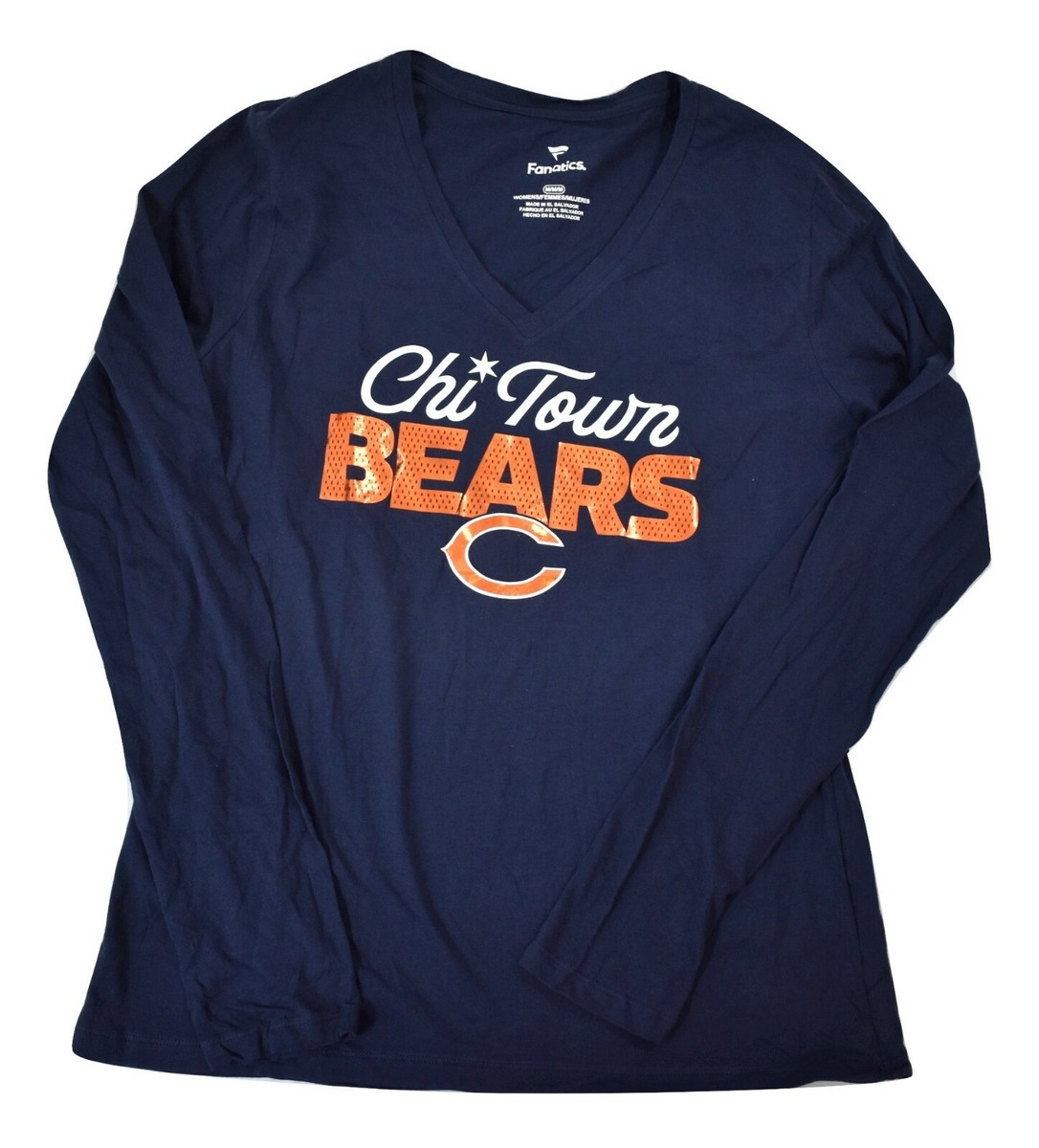 Fanatics Womens NFL Chicago CHI Town Bears Football V-Neck Shirt New Medium